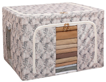 Cutie Depozitare Flippy 66L din Material Textil 50 x 40 x 33 cm pentru Haine si Lenjerii Model Bambus Galben 