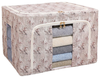 Cutie Depozitare Flippy 66L din Material Textil 50 x 40 x 33 cm pentru Haine si Lenjerii Model Flori de Primavara Roz 