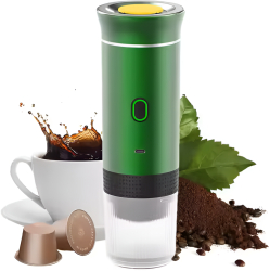 Espressor automat portabil 3 in 1 15BAR presiune si alimentare USB cald si rece pentru acasa birou si calatorii verde 