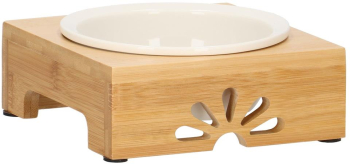 Bol pentru animale de companie bambus / ceramica 15 x 5.5 cm culoare bambus 