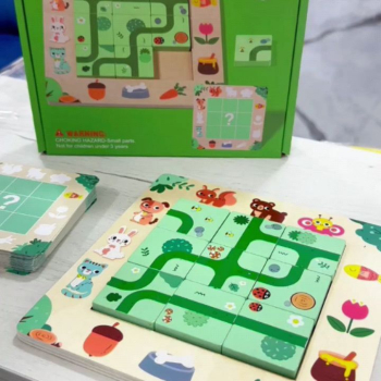 Joc Montessori de logica de tip Puzzle Gaseste Poteca Lemn 17.5x 17.5 cm 3+ 