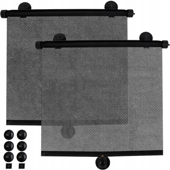 Set 2 parasolare rola Zola prindere cu ventuze pentru masina 42 x 54 cm negre 
