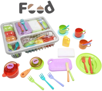 Set uscator vase Vesela si ustensile 27 piese Multicolor 3+ 