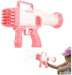 Tun Electric cu Baloane de sapun 32 Gauri Functie Automata Tavita +Solutie baloane inclusa Roz 3+ 