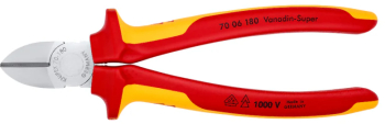 Cleste Sfic taietor lateral VDE 1000 V cromat maner multicomponent 180mm KNIPEX 70 06 180 T 