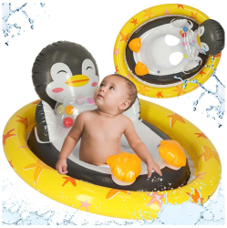 Colac de inot Intex 59570 gonflabil cu scaun pentru bebelusi model pinguin multicolor 