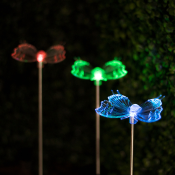 Lampa Solara LED Fluture RGB Multicolor Lumina in Culori Alternante Inaltime 43cm 