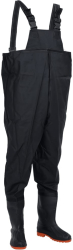 Pantaloni tip Salopeta Impermeabila pentru Pescuit si Vanatoare cu Cizme Incorporate Negru Marime 38 