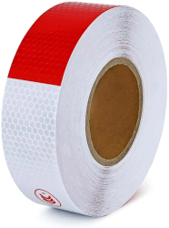 Banda reflectorizanta adeziva tip fagure - ALB-ROSU rola 5cm x 25m 