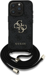 Husa pentru iPhone 16 Pro - Guess Hardcase 4G Big Logo with Cord Strap GUHCP16LP4GMGCRK - Black 
