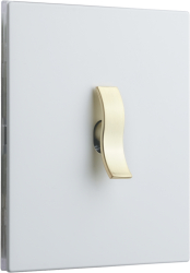 Intrerupator metalic Aurora 1Gang 2 Way 10A Alb Mat/Gold 86x86mm doza inclusa VimaGlow 