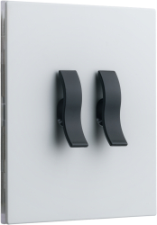 Intrerupator metalic Aurora 2Gang 2 Way 10A Alb Mat/Negru 86x86mm doza inclusa VimaGlow 