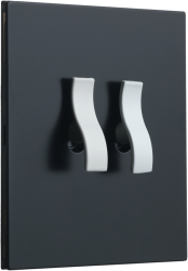 Intrerupator metalic Aurora 2Gang 2 Way 10A Negru Mat/Alb 86x86mm doza inclusa VimaGlow 