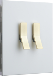Intrerupator metalic Aurora Y 2Gang 2 Way 10A Alb Mat/Gold 86x86mm doza inclusa VimaGlow 