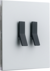 Intrerupator metalic Aurora Y 2Gang 2 Way 10A Alb Mat/Negru 86x86mm doza inclusa VimaGlow 