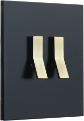 Intrerupator metalic Aurora Y 2Gang 2Way 10A Negru Mat/Gold 86x86mm doza inclusa VimaGlow 