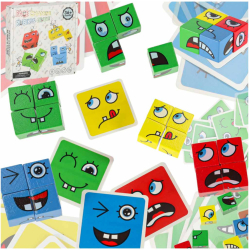 Joc interactiv de tip Puzzle cu expresii faciale in cutie de carton 
