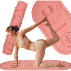 Saltea de yoga antiderapanta pentru antrenament yoga fitness aerobic pilates 127x63x0.6 cm roz