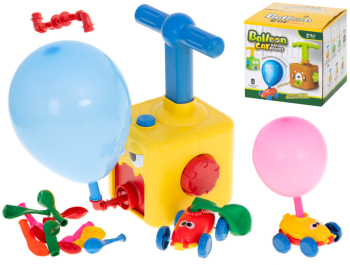 Set jucarie interactiva Monster 2 masinute aerodinamice cu 10 baloane si dispozitiv lansator pentru umflarea baloanelor 