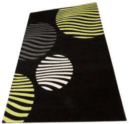 Covor cu print model circular Rima 160 x 230cm negru si verde 