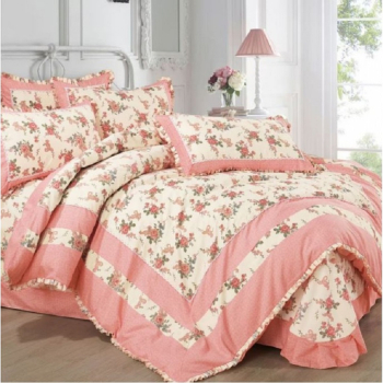 Lenjerie de pat 4 piese dublu Deluxe din Bumbac Soft Touch cu Volanase 230x250cm-inclusiv partea de volan ZUBI HOME V2 