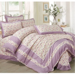 Lenjerie de pat 4 piese dublu Deluxe din Bumbac Soft Touch cu Volanase 230x250cm-inclusiv partea de volan ZUBI HOME V1 