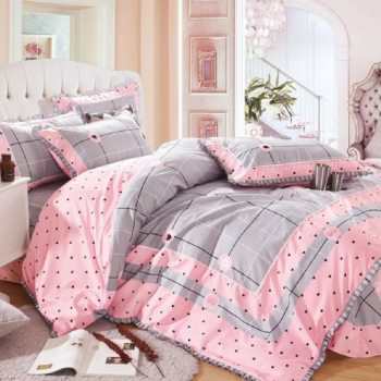 Lenjerie de pat 4 piese dublu Deluxe din Bumbac Soft Touch cu Volanase 230x250cm-inclusiv partea de volan ZUBI HOME V4 
