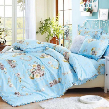Lenjerie de pat 4 piese dublu Deluxe din Bumbac Soft Touch cu Volanase 230x250cm-inclusiv partea de volan ZUBI HOME V14 