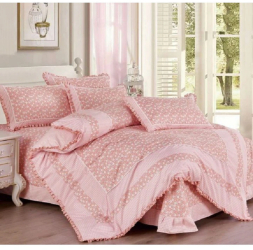 Lenjerie de pat 4 piese dublu Deluxe din Bumbac Soft Touch cu Volanase 230x250cm-inclusiv partea de volan ZUBI HOME V3 