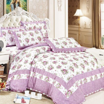 Lenjerie de pat 4 piese dublu Deluxe din Bumbac Soft Touch cu Volanase 230x250cm-inclusiv partea de volan ZUBI HOME V10 