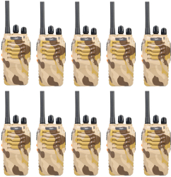 Kit statii radio portabile PNI PMR R40 CAMO set cu 10 buc 0.5W 16 PMR acumulatori 1200mAh cu incarcatoare si casti incluse