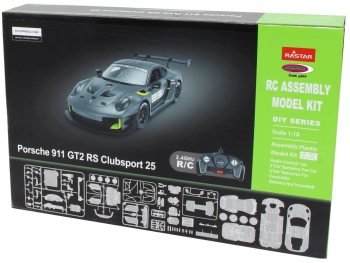 Kit de construit masina RC cu telecomanda Porsche 911 GT2 RS Clubsport 25 / 2.4 Ghz / Lungime 26.3 cm / Scara 1 18 / 68 piese / 8+ 