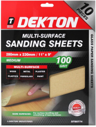 Set 10 foi abrazive pentru lemn/metal/plastic 280mm x 230mm Dekton Granulatie 100 DT80774