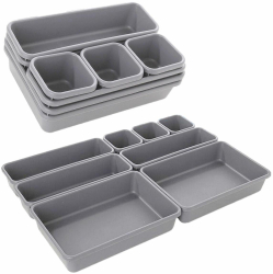 Set 8 organizatoare sertar plastic gri 