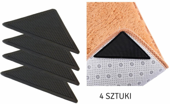 Set 8 tampoane pentru covor antiderapante autoadezive silicon negru 15x11x11 cm 