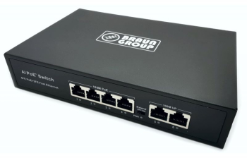 Switch PoE Braun Group 65 W cu 4 porturi PoE Plus + porturi 2x10/100Mbps uplink 