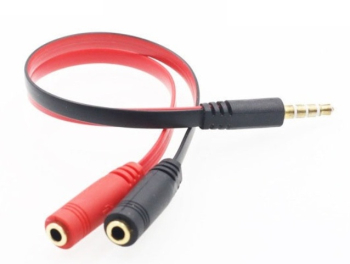 Cablu audio 4 pini jack 3 5mm tata la 2x jack 3 5mm stereo mama 0 2m