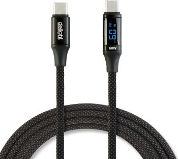 Cablu de date Type-C / Type-C cu afisaj putere 1 m 3A 60W negru