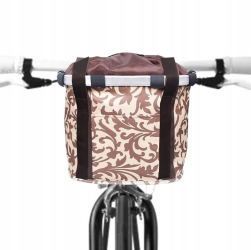 Cos de bicicleta tip geanta Zola model elegant cu manere rezistent la apa cadru metalic poliester 34.5 x 27 x 24 cm maro/crem 