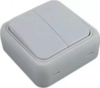 Intrerupator mini Raulconstruct IP44 PT alb aplicat dublu 
