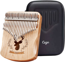 Kalimba instrument muzical cu 21 note ergonomic husa depozitare Cega lemn mahon model cerb