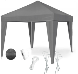 Pavilion/cort de gradina Zola 3 x 3 x 1.9 m impermeabil cadru otel vopsit cu pulbere polietilena gri inchis 