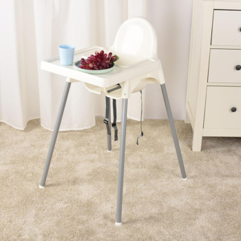 Scaun de masa 2 in 1 pentru copii Zola pliabil tava detasabila centuri de siguranta 94 x 58 x 66 cm alb 