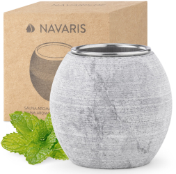 Bol aromaterapie sauna Navaris din piatra steatit 5x5x5 cm gri 61164.01 