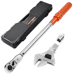 Cheie dinamometrica cu clichet 72 dinti 1/2 inch Cuplu 27.1-216.8 Nm Cap interschimbabil cu cheie franceza Cutie transport Crom Vanadiu 