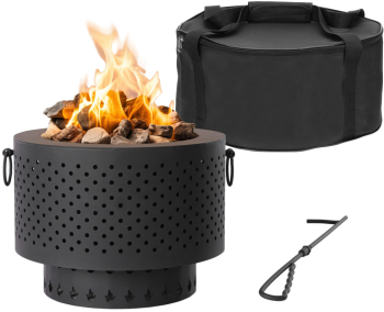 Focar fara fum portabil Navaris cu poker 31.5x45x31.5 cm pentru camping 61571.01