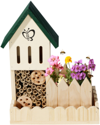 Hotel pentru insecte Navaris cu ghiveci pentru flori din lemn si bambus NAV000025VF001C 