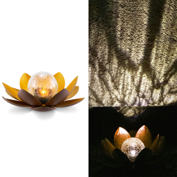 Lampa solara Navaris LED Lotus 27x11 5 cm senzor auto 1700K IP44 aurie 51101.03.01 