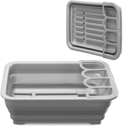 Scurgator vase Navaris 37x27x12 cm pliabil cu separator pentru tacamuri 52539.03