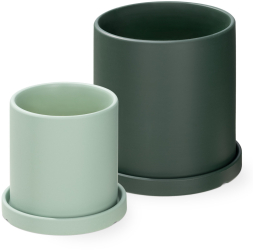 Set 2 ghivece pentru plante Navaris ceramica 17 cm si 11 cm cu farfurii 56332.3.07 